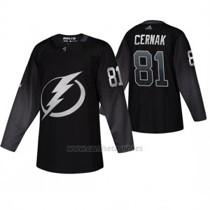Camiseta Tampa Bay Lightning Erik Cernak Alternato Negro