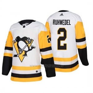 Camiseta Pittsburgh Penguins Chad Ruhwedel Away Adidas Autentico Jugador Blanco