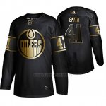 Camiseta Edmonton Oilers Mike Smith Golden Edition Autentico Negro