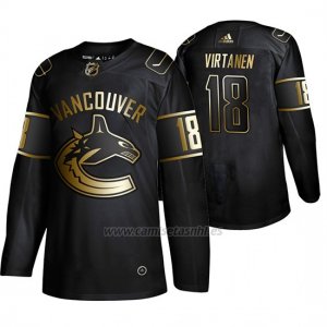 Camiseta Vancouver Canucks Jake Virtanen Golden Edition Autentico Negro