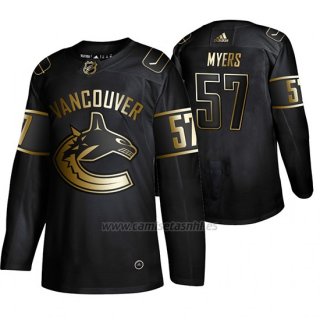 Camiseta Vancouver Canucks Tyler Myers Golden Edition Autentico Negro