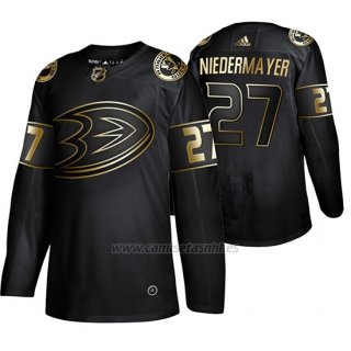 Camiseta Anaheim Ducks Scott Niedermayer Golden Edition Retired Jugador Autentico Negro