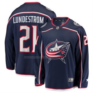 Camiseta Hockey Columbus Blue Jackets Isac Lundestrom Primera Breakaway Azul