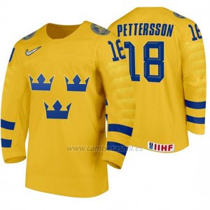 Camiseta Hockey Suecia Marcus Pettersson Home 2020 IIHF World Amarillo