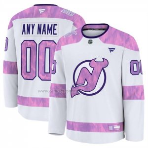 Camiseta Hockey New Jersey Devils 2024 Fights Cancer Personalizada Blanco