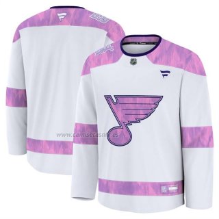 Camiseta Hockey St. Louis Blues 2024 Fights Cancer Blanco