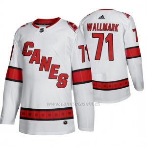Camiseta Carolina Hurricanes Lucas Wallmark Segunda Autentico Jugador Blanco